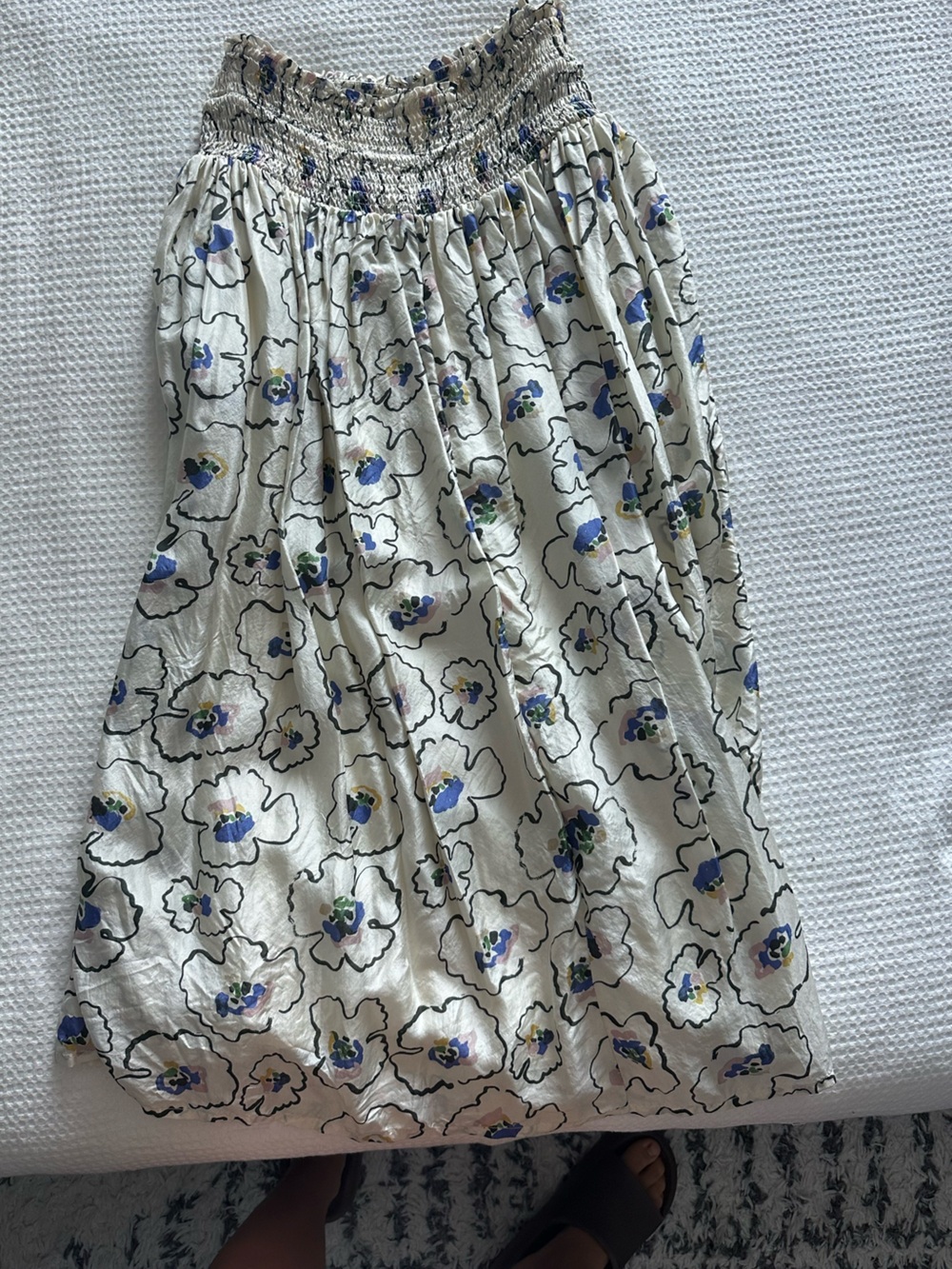 Apiece Apart Women’s Cream Floral Smocked Waist Skirt